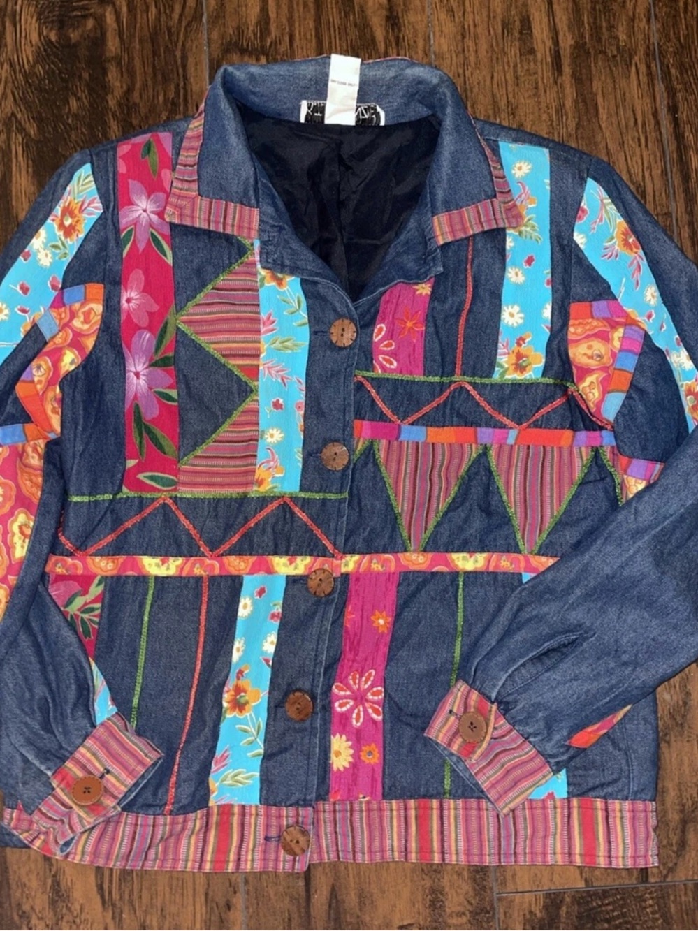 K.T. McKenzie vintage Boho Patchwork Denim Jacket - Multicolor size medium